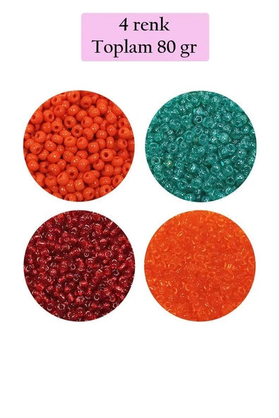 Dökme Cam Kum Boncuk (11/0) 2 mm - 4 Renk - Toplam 80 Gram -  BNC402 ürün görseli 1