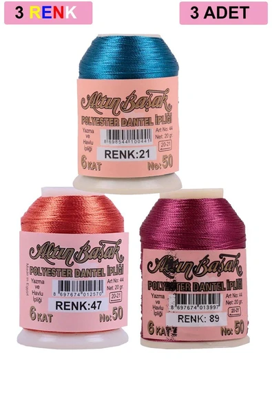 3 Adet Altınbaşak Oya ve Dantel İpi 20 gr - Royaleks - No: 047 - 089 - 021 ürün görseli 1