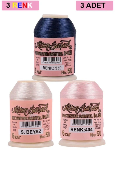 3 Adet Altınbaşak Oya ve Dantel İpi 20 gr - Royaleks - No: Ş.BEYAZ - 404 - 530 ürün görseli 1