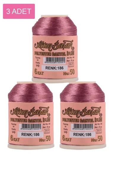 3 Adet Altınbaşak Oya ve Dantel İpi 20 gr - Royaleks - No: 186 ürün görseli 1