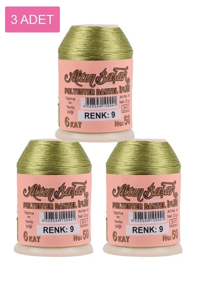 3 Adet Altınbaşak Oya ve Dantel İpi 20 gr - Royaleks - No: 009 ürün görseli 1