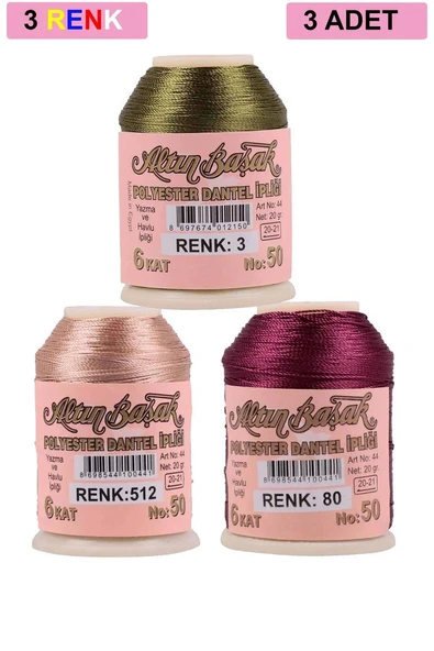 3 Adet Altınbaşak Oya ve Dantel İpi 20 gr - Royaleks - No: 512 - 080 - 003 ürün görseli 1