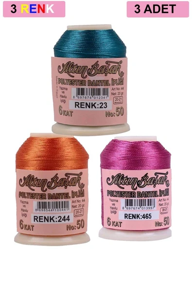 3 Adet Altınbaşak Oya ve Dantel İpi 20 gr - Royaleks - No: 244 - 465 - 023 ürün görseli 1