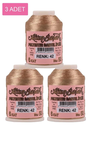 3 Adet Altınbaşak Oya ve Dantel İpi 20 gr - Royaleks - No: 042 ürün görseli 1