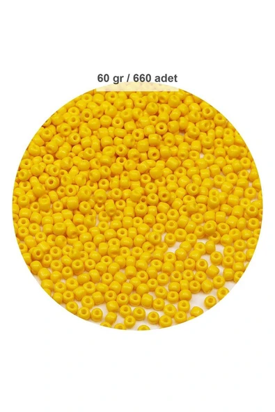 Sarı Renk 4 mm Yaklaşık 660 adet / 60 gram Cam Boncuk Oya Yazma Bileklik ve Kolye ürün görseli 1