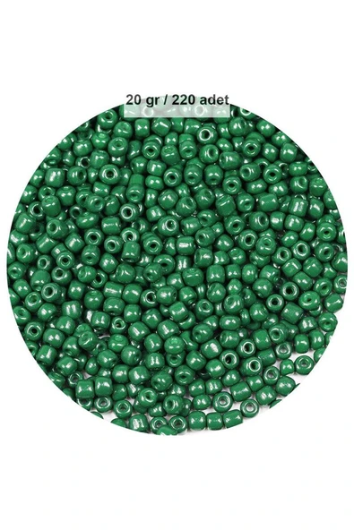 Koyu Yeşil Renk 4 mm Yaklaşık 220 adet/20 gram Cam Boncuk Oya Yazma Bileklik ve Kolye ürün görseli 1