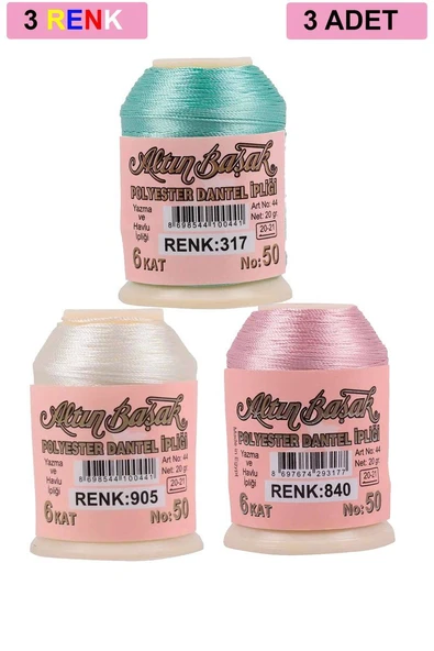3 Adet Altınbaşak Oya ve Dantel İpi 20 gr - Royaleks - No: 905 - 840 - 317 ürün görseli 1