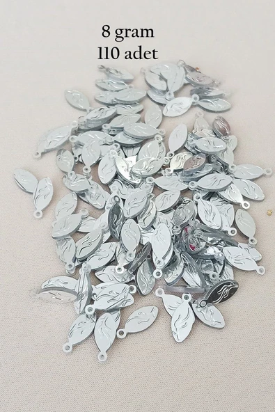Oya Abiye Bileklik Kolye Pleksi Metalik Plastik Pul Gümüş Renk 8 gram 110 adet - BNC515 ürün görseli 1