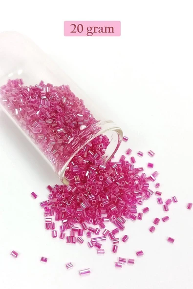 Kesme Cam Boncuk 2mm - 20 Gram - Şeffaf Pembe -BNC334 ürün görseli 1