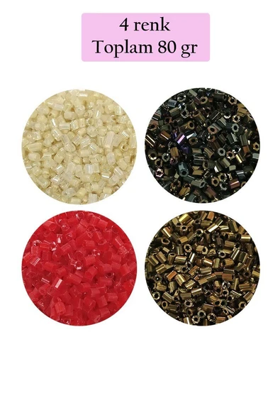 Kesme Cam Boncuk 2mm - 4 Renk - Toplam 80 Gram - BNC444 ürün görseli 1