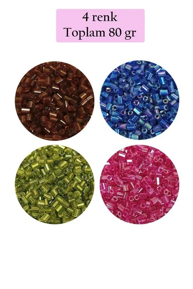 Kesme Cam Boncuk 2mm - 4 Renk - Toplam 80 Gram - BNC445 ürün görseli 1