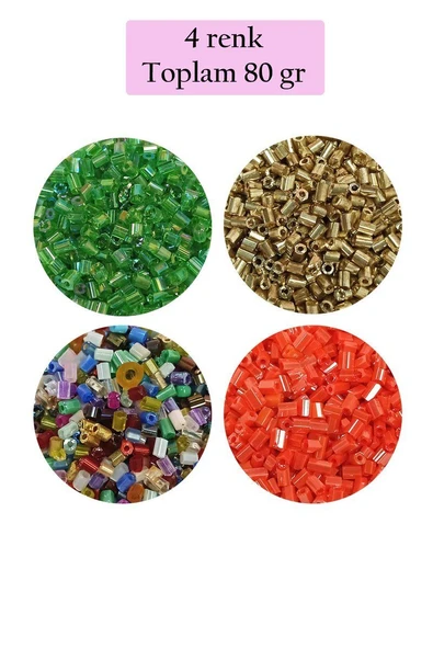 Kesme Cam Boncuk 2mm - 4 Renk - Toplam 80 Gram - BNC436 ürün görseli 1