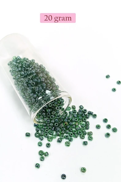 Dökme Cam Kum Boncuk (8/0) 3 mm - 20 Gram - Parlak Yeşil - BNC162 ürün görseli 1
