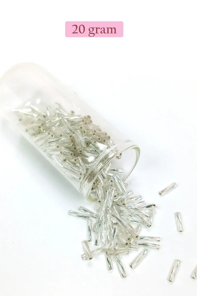 Uzun Boru Kesme Boncuk Çap 2mm Uzunluk 10 mm - 20 Gram - Parlak Gümüş - BNC257 ürün görseli 1