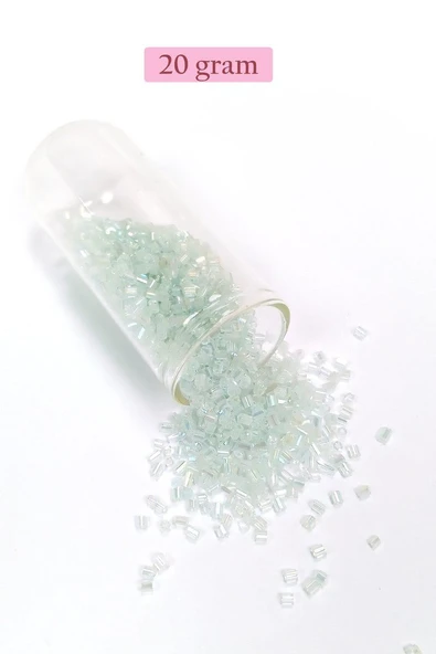 Kesme Cam Boncuk 2mm - 20 Gram - Şeffaf Beyaz -BNC320 ürün görseli 1