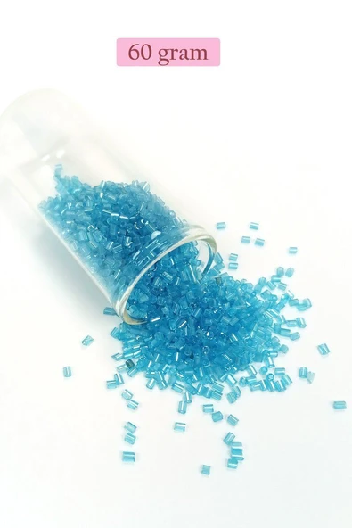Kesme Cam Boncuk 2mm - 60 Gram - Şeffaf Turguaz - BNC397 ürün görseli 1