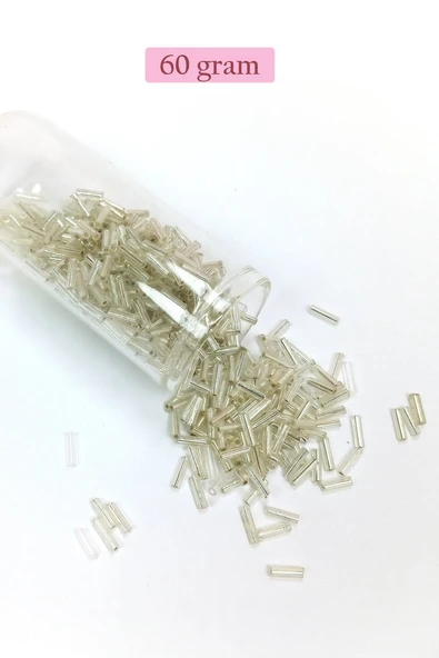 Uzun Boru Kesme Boncuk Çap 2mm Uzunluk 10 mm - 60 Gram - Gümüş - BNC271 ürün görseli 1