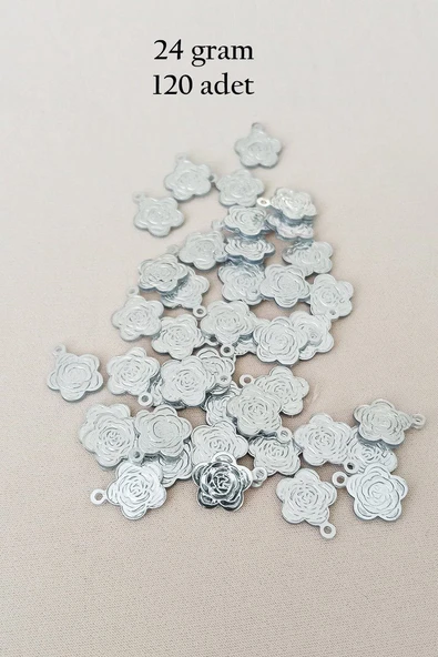Oya Abiye Bileklik Kolye Pleksi Metalik Plastik Pul Gümüş Renk 24 gram 120 adet - BNC584 ürün görseli 1