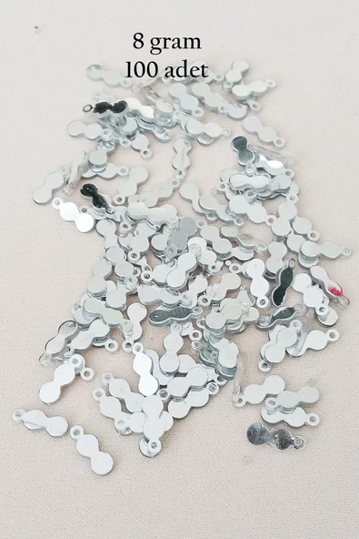 Oya Abiye Bileklik Kolye Pleksi Metalik Plastik Pul Gümüş Renk 8 gram 100 adet - BNC508 ürün görseli 1