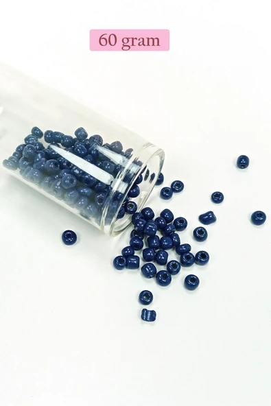 Dökme Cam Kum Boncuk Büyük Boy (6/0) 4 mm - 60 Gram - Lacivert - BNC134 ürün görseli 1