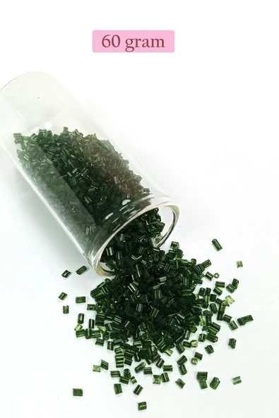 Kesme Cam Boncuk 2mm - 60 Gram - Şeffaf Koyu Yeşil - BNC367 ürün görseli 1