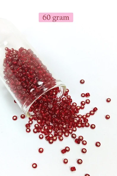 Dökme Cam Kum Boncuk (8/0) 3 mm - 60 Gram - Koyu Kırmızı - BNC224 ürün görseli 1