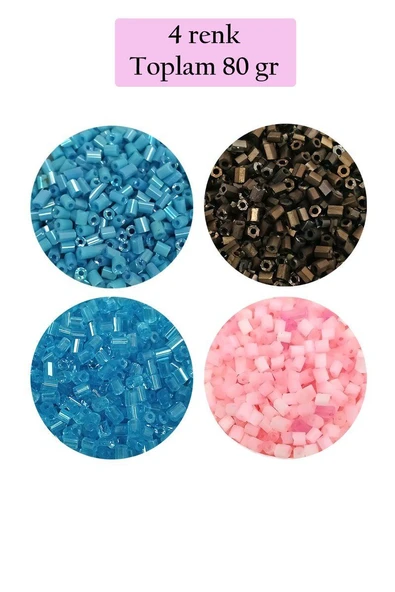 Kesme Cam Boncuk 2mm - 4 Renk - Toplam 80 Gram - BNC446 ürün görseli 1