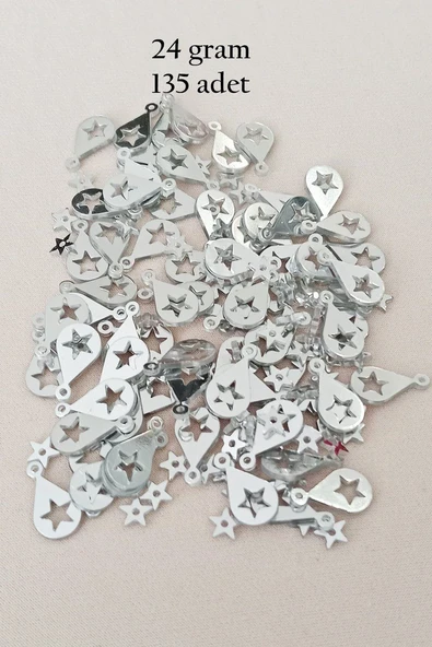 Oya Abiye Bileklik Kolye Pleksi Metalik Plastik Pul Gümüş Renk 24 gram 195 adet - BNC581 ürün görseli 1