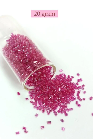 Kesme Cam Boncuk 2mm - 20 Gram - Şeffaf Koyu Pembe -BNC346 ürün görseli 1