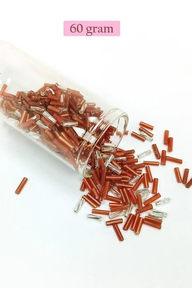 Uzun Boru Kesme Boncuk Çap 2mm Uzunluk 10 mm - 60 Gram - Kahverengi Gümüş - BNC301 ürün görseli 1