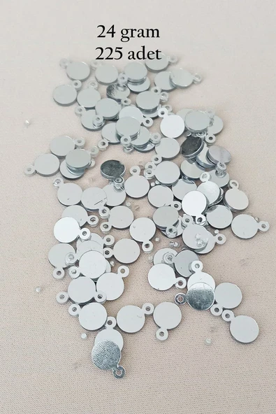 Oya Abiye Bileklik Kolye Pleksi Metalik Plastik Pul Gümüş Renk 24 gram 225 adet - BNC580 ürün görseli 1