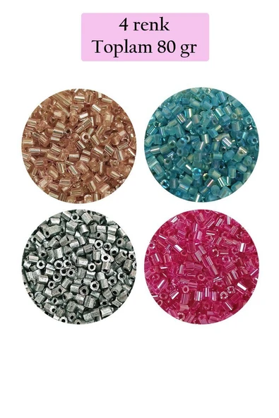Kesme Cam Boncuk 2mm - 4 Renk - Toplam 80 Gram - BNC442 ürün görseli 1