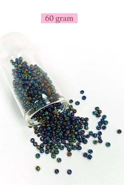 Dökme Cam Kum Boncuk (8/0) 3 mm - 60 Gram - Lacivert Yeşil - BNC210 ürün görseli 1