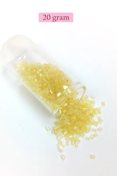 Kesme Cam Boncuk 2mm - 20 Gram - Şeffaf Sarı -BNC303 ürün görseli 1