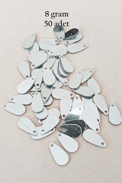 Oya Abiye Bileklik Kolye Pleksi Metalik Plastik Pul Gümüş Renk 8 gram 50 adet - BNC531 ürün görseli 1