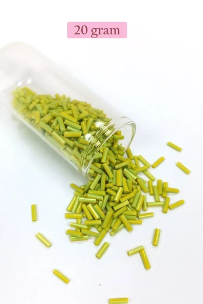 Uzun Boru Kesme Boncuk Çap 2mm Uzunluk 10 mm - 20 Gram - Yeşil - BNC243 ürün görseli 1