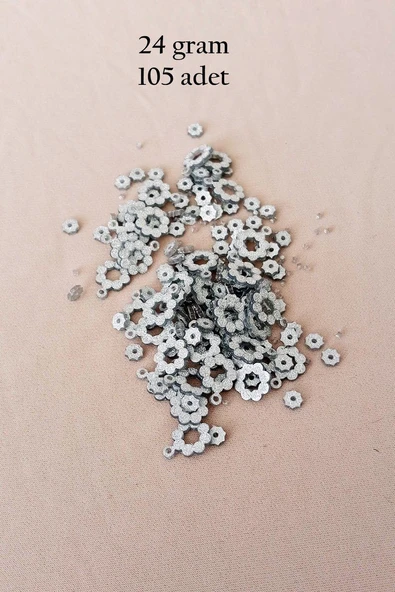 Oya Abiye Bileklik Kolye Pleksi Metalik Plastik Pul Gümüş Renk 24 gram 105 adet - BNC561 ürün görseli 1