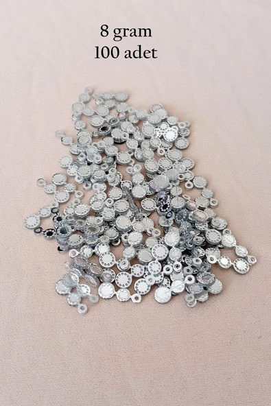 Oya Abiye Bileklik Kolye Pleksi Metalik Plastik Pul Gümüş Renk 8 gram 100 adet - BNC500 ürün görseli 1