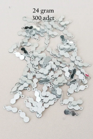 Oya Abiye Bileklik Kolye Pleksi Metalik Plastik Pul Gümüş Renk 24 gram 300 adet - BNC568 ürün görseli 1