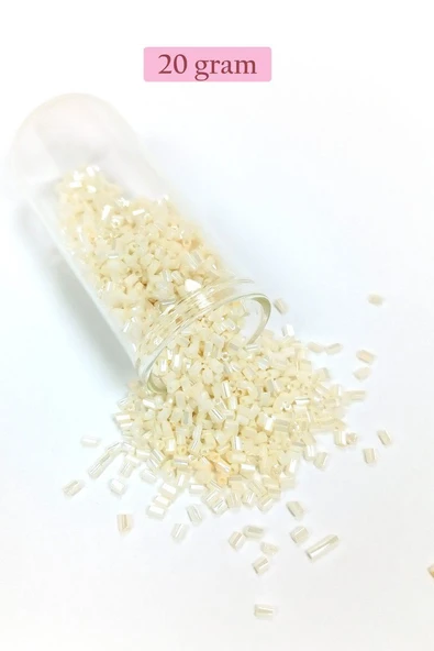Kesme Cam Boncuk 2mm - 20 Gram - Krem -BNC336 ürün görseli 1