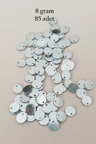 Oya Abiye Bileklik Kolye Pleksi Metalik Plastik Pul Gümüş Renk 8 gram 85 adet - BNC523 ürün görseli 1