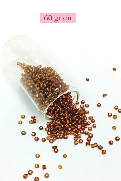 Dökme Cam Kum Boncuk (8/0) 3 mm - 60 Gram - Şeffaf Kahve - BNC198 ürün görseli 1