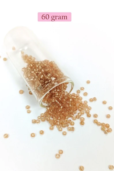 Dökme Cam Kum Boncuk (8/0) 3 mm - 60 Gram - Şeffaf Bal Rengi - BNC184 ürün görseli 1