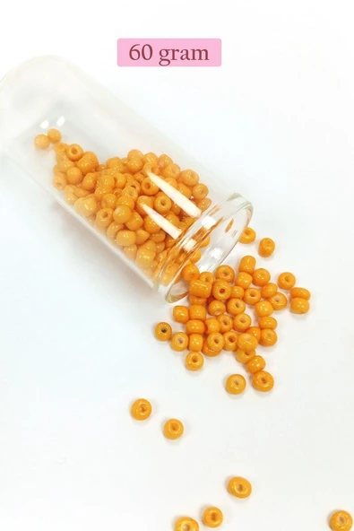 Dökme Cam Kum Boncuk Büyük Boy (6/0) 4 mm - 60 Gram - Açık Turuncu - BNC131 ürün görseli 1