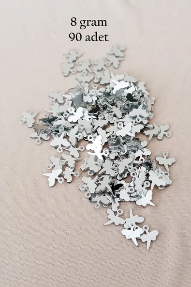 Oya Abiye Bileklik Kolye Pleksi Metalik Plastik Pul Gümüş Renk 8 gram 90 adet - BNC503 ürün görseli 1