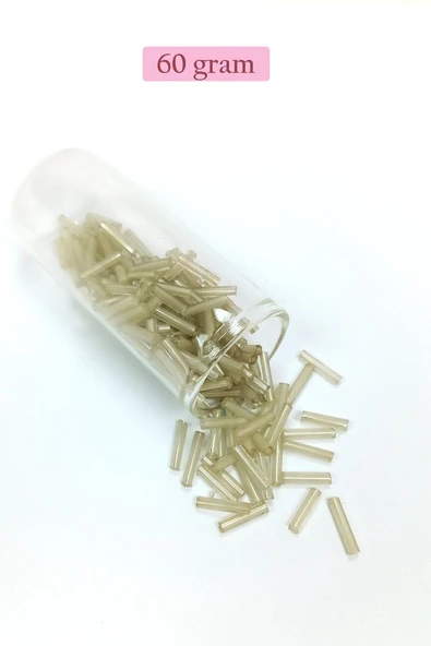 Uzun Boru Kesme Boncuk Çap 2mm Uzunluk 10 mm - 60 Gram - Şeffaf Bej - BNC276 ürün görseli 1