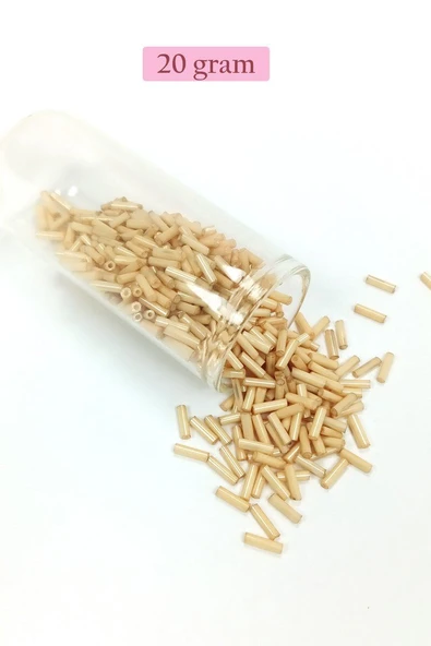 Uzun Boru Kesme Boncuk Çap 2mm Uzunluk 10 mm - 20 Gram - Koyu Krem - BNC229 ürün görseli 1