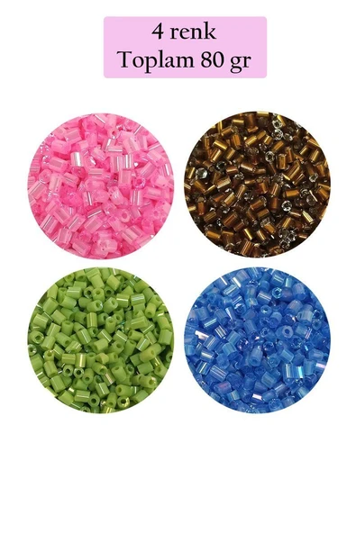 Kesme Cam Boncuk 2mm - 4 Renk - Toplam 80 Gram - BNC440 ürün görseli 1