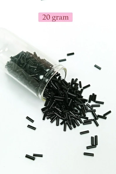 Uzun Boru Kesme Boncuk Çap 2mm Uzunluk 10 mm - 20 Gram - Siyah - BNC241 ürün görseli 1