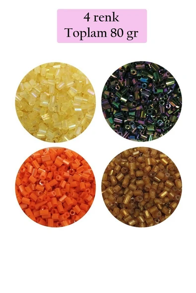 Kesme Cam Boncuk 2mm - 4 Renk - Toplam 80 Gram - BNC435 ürün görseli 1